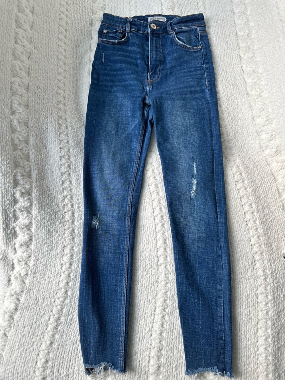 Zara Dark Blue Skinny Jeans with Light Distress